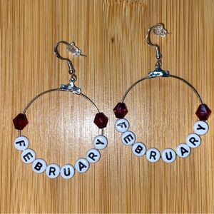 February Birthstone Bead Hoop Earrings (Austrian Bicone ~ 40mm)